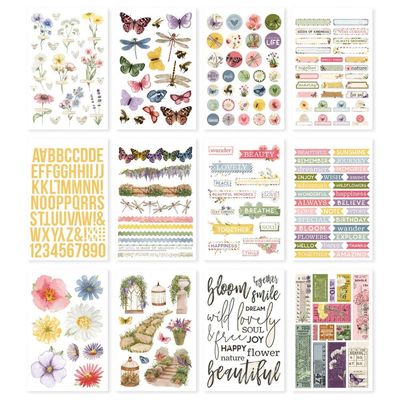 Simple Stories - Simple Vintage Meadow Flowers Collection - Sticker Book - 22626 - 12 sheets - 285 Stickers