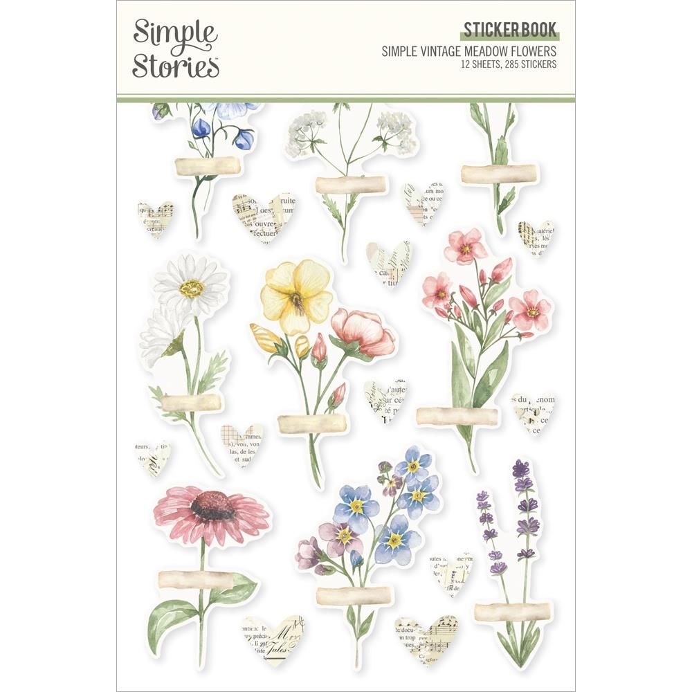 Simple Stories - Simple Vintage Meadow Flowers Collection - Sticker Book - 22626 - 12 sheets - 285 Stickers