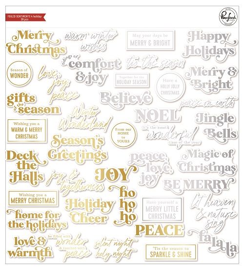 PinkFresh Studio - Die Cuts - Foiled Sentiments - 170822- 39 pcs