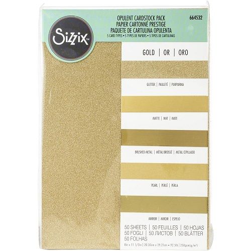 Sizzix - Surfacz Opulent Cardstock Pack -  Gold - 50 sheets - 8.5" x 11" - 664532