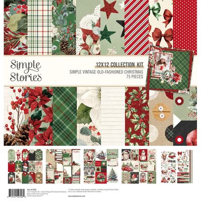 Simple Stories - Simple Vintage Old Fashioned Christmas Collection - 12" x 12" Paper pack - SS27600