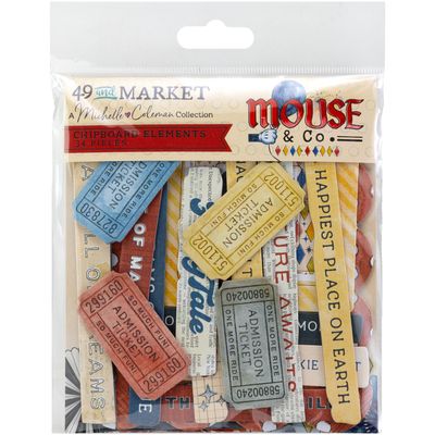 49 &amp; Market - A Michelle Coleman Collection - Mouse &amp; Co - Chipboard Set - MMC37722 - 34 pcs