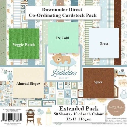 Echo Park - Carta Bella - Little Lullabies  Collection - 12" x 12"  - Extended Cardstock Pack -  10 Sheets