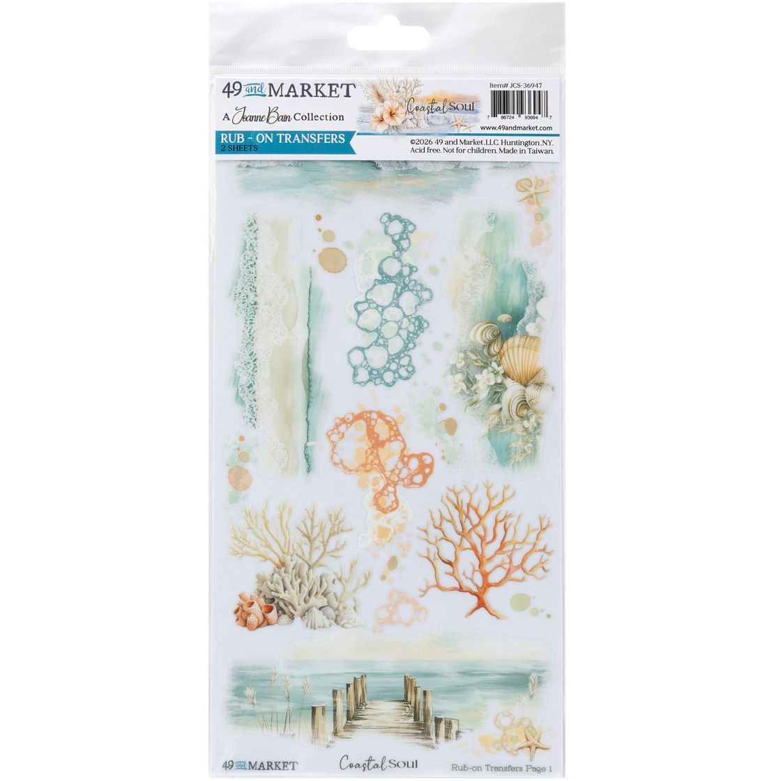 49 &amp; Market - A collection by Joanne Bain - Coastal Soul - Rub On Transfers - Blendable - 6" x 12" - JCS36947