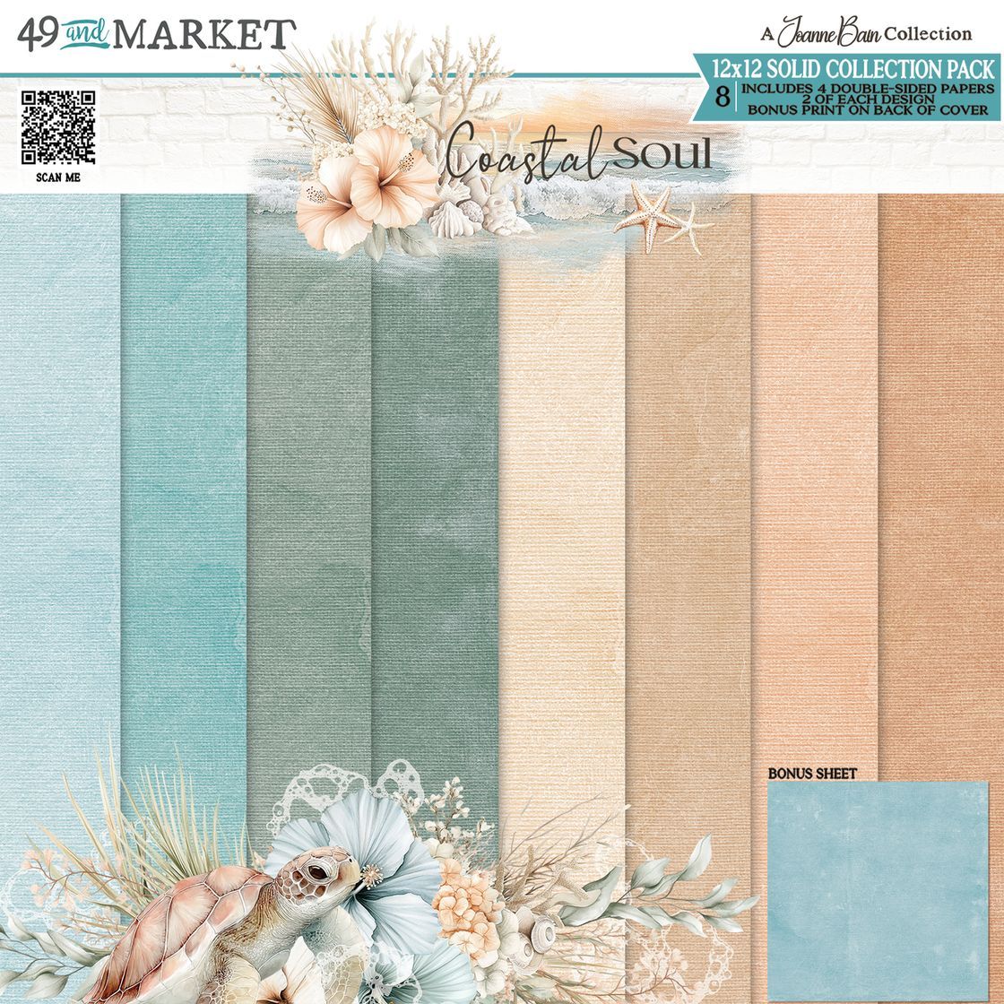 49 &amp; Market - Coastal Soul Collection - By Joanne Bain - 12" x 12" Paper Pack - Solids - JSC36800