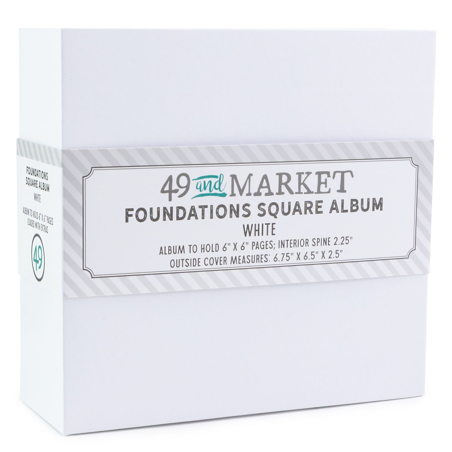 49 &amp; Market - Foundations Album - Square - White - 6.75" x 6.5" x2.5" Spine - FA367325