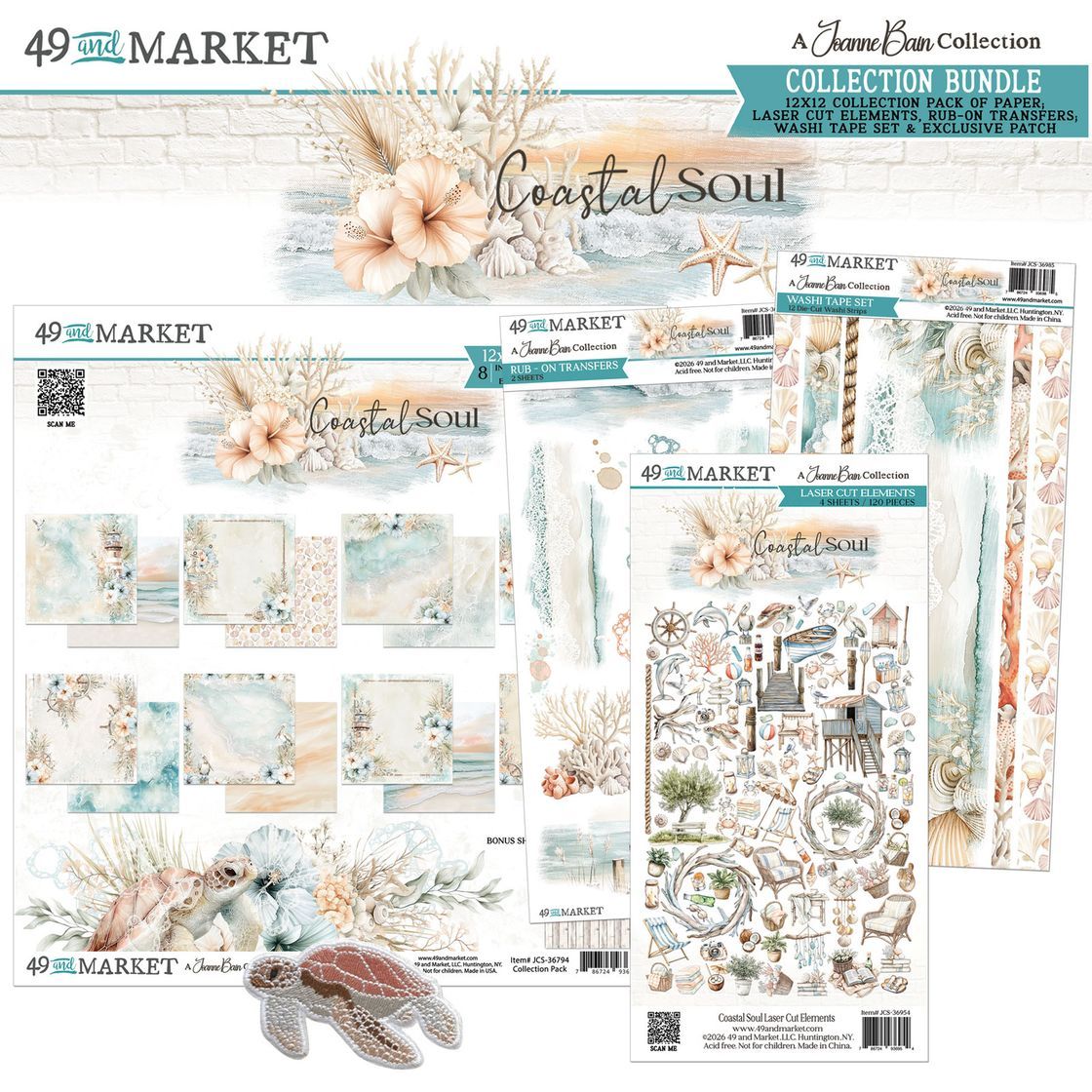49 &amp; Market - Coastal Soul Collection - By Joanne Bain - Bundle with Patch - JCS36787