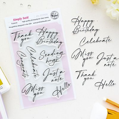 PinkFresh Studio - The Simple Things Collection - Simply Said Bundle - Stamp, Die &amp; Press Plate - 333926, 334026 &amp; 334126