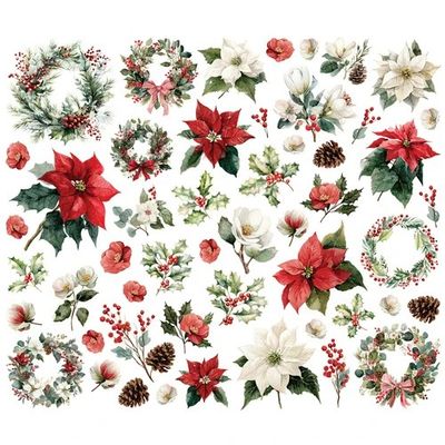 Simple Stories - Simple Vintage Old Fashioned Christmas - Bits & Pieces - Floral Bits - 27628 -51 pcs