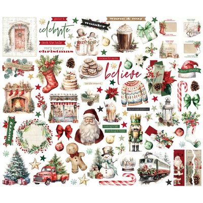 Simple Stories - Simple Vintage Old Fashioned Christmas - Bits & Pieces - 27626 -92 pcs