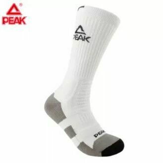 Peak High Cut Basketball Sock (White/ Black)