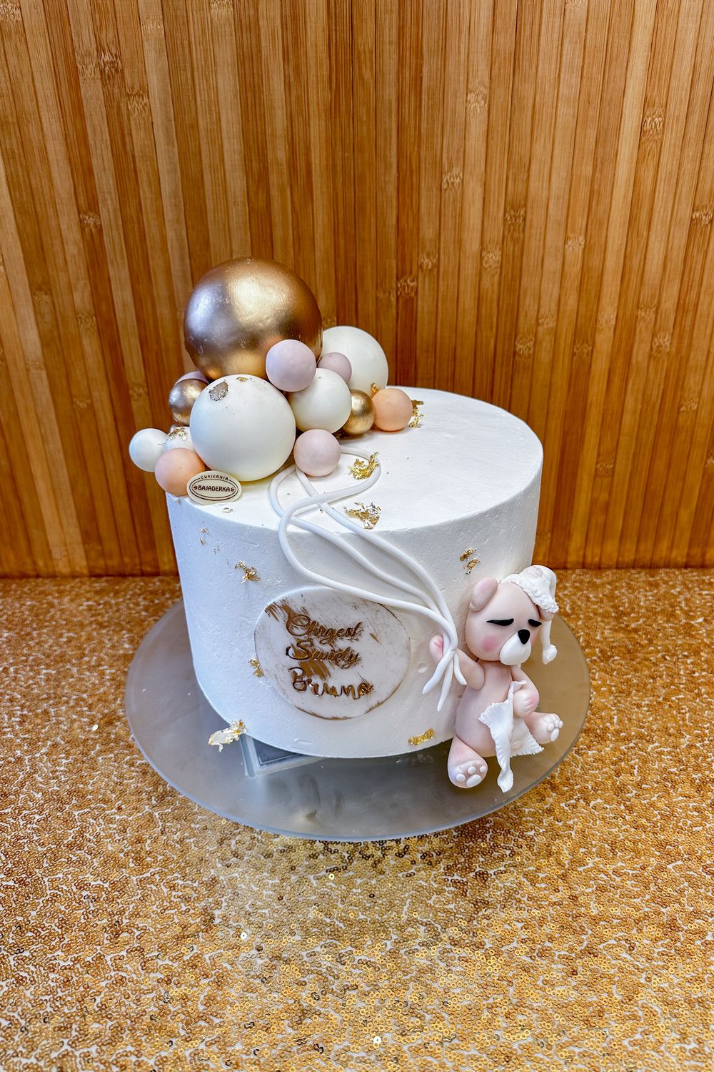 TORT TUBA Z MISIEM Z BALONIKAMI, Średnica: 2 x 15 ø / szt. / ok. 18 osób