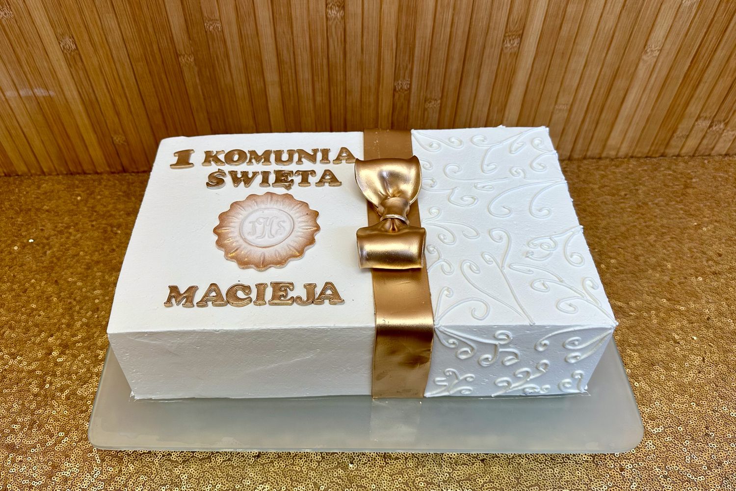 TORT KOMUNIJNY PROSTOKĄTNY Z KOKARDĄ