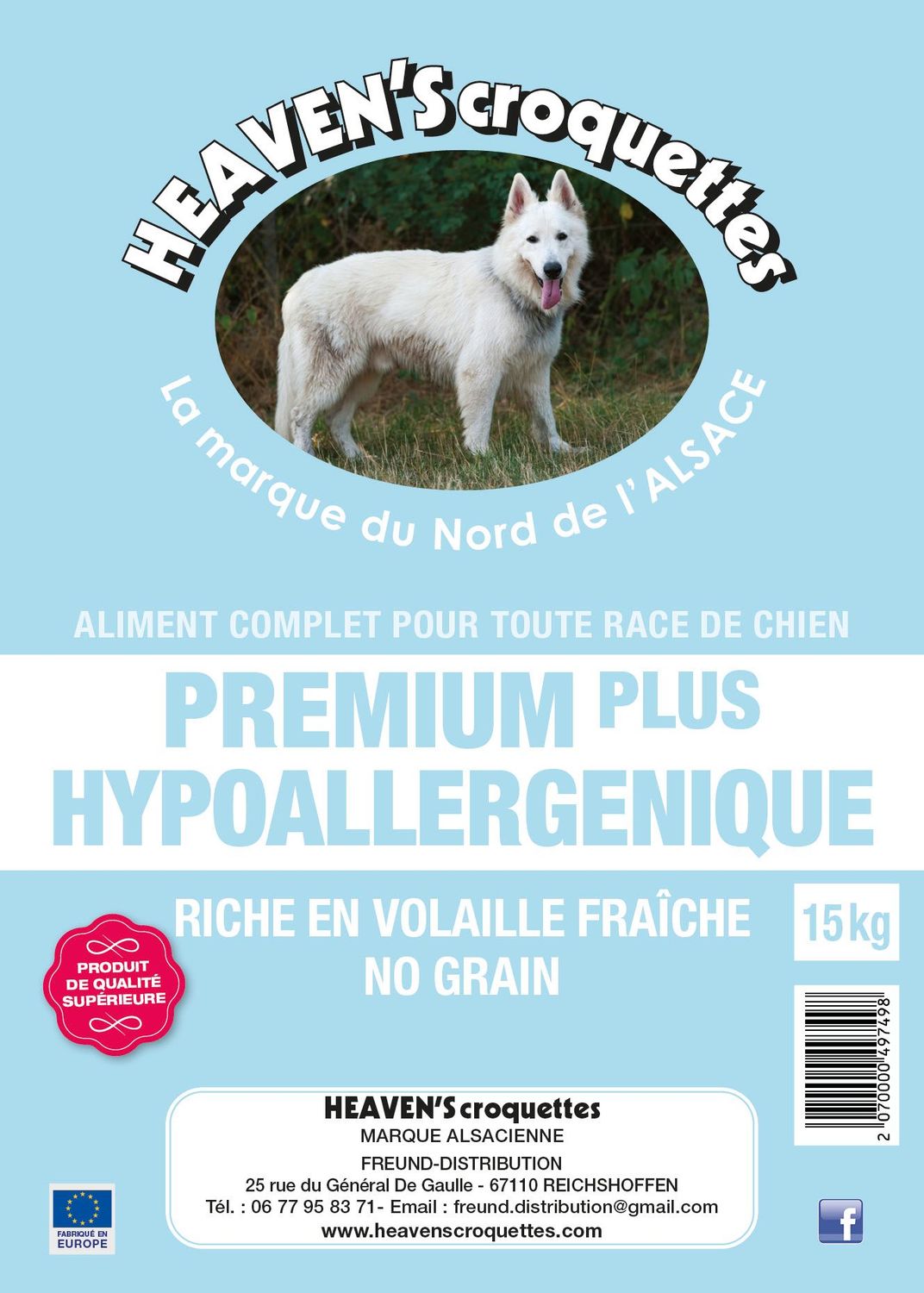 PREMIUM PLUS HYPOALLERGENIQUE 15kg