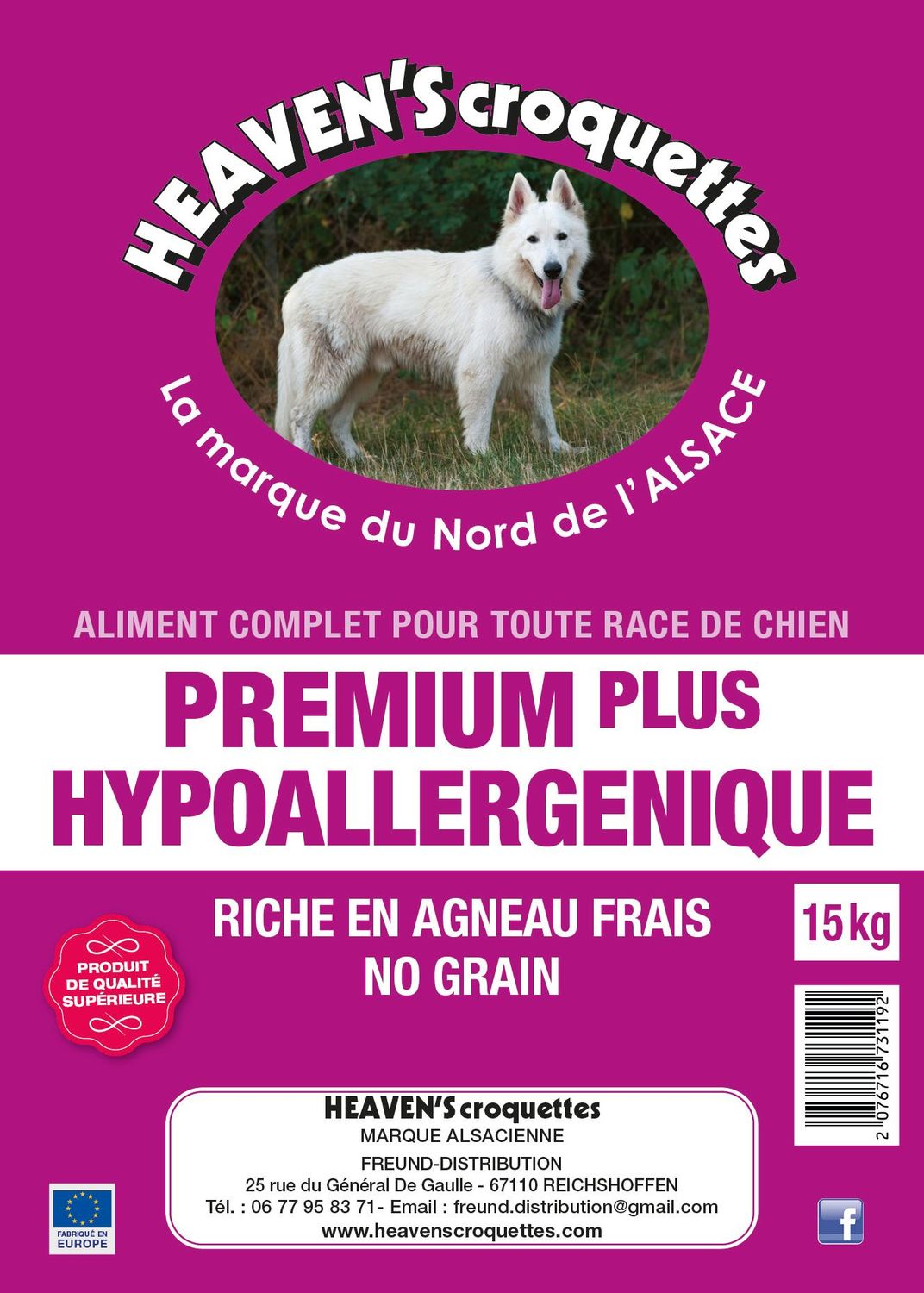 PREMIUM PLUS HYPOALLERGENIQUE 15kg