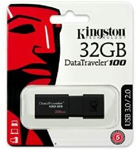 Kingston DataTraveler 100 G3-DT100G3/32GB USB 3.0, 3.1 Clé USB , 32 GB, Noir