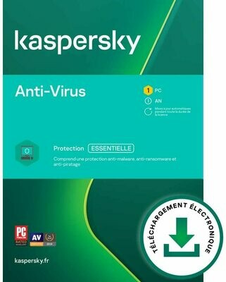 Kaspersky Anti-Virus 2021 | 1 Appareil | 1 An | PC | Code d’activation – envoi par email