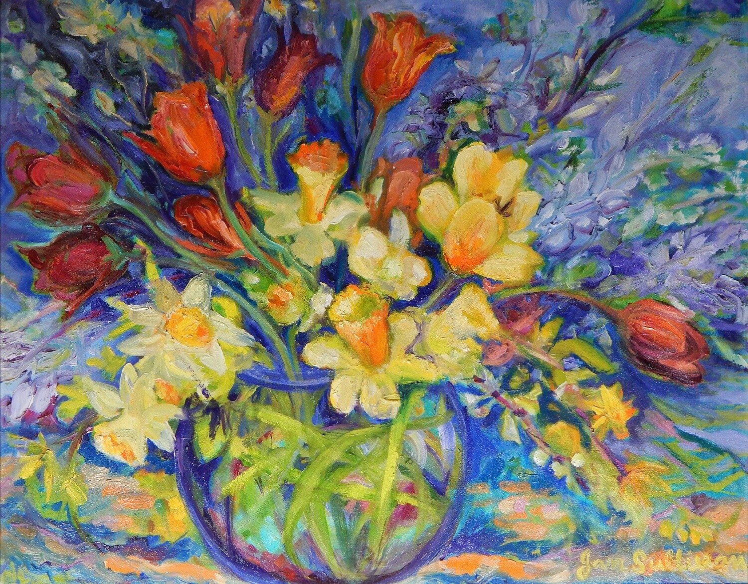 "Tulips and Daffodils" Oil Painting, by Jan Sullivan "Tulips and Daffodils" Oil Painting, by Jan Sullivan