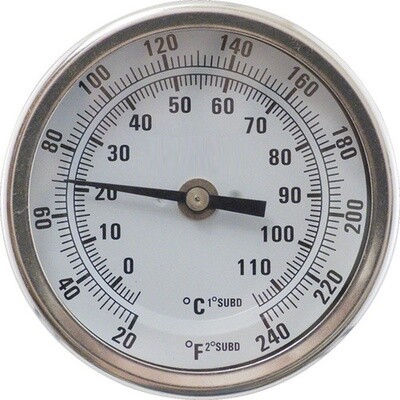 3" Stainless Thermometer with 6" probe