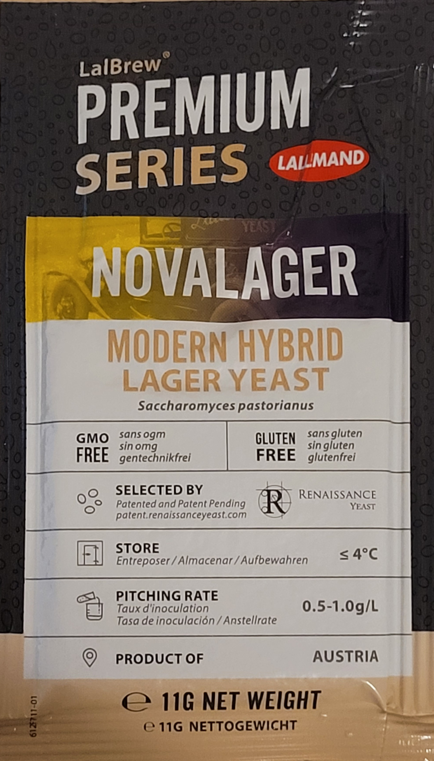 LalBrew NovaLager Modern Hybrid Dry Yeast, 11g [BEST BEFORE 2025.07]