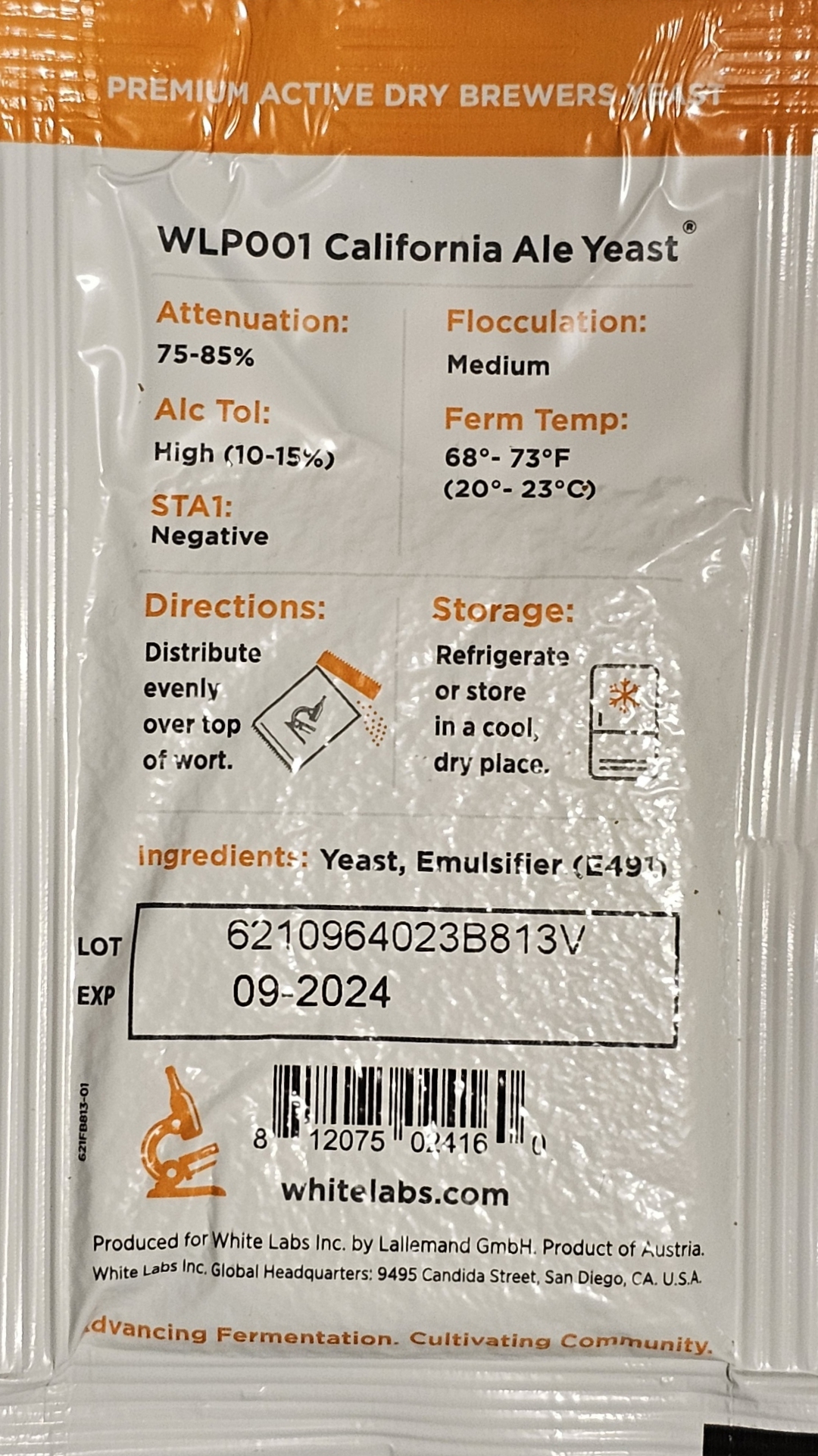 White Labs California Ale Dry Yeast, 11g [BEST BEFORE 2024.09]