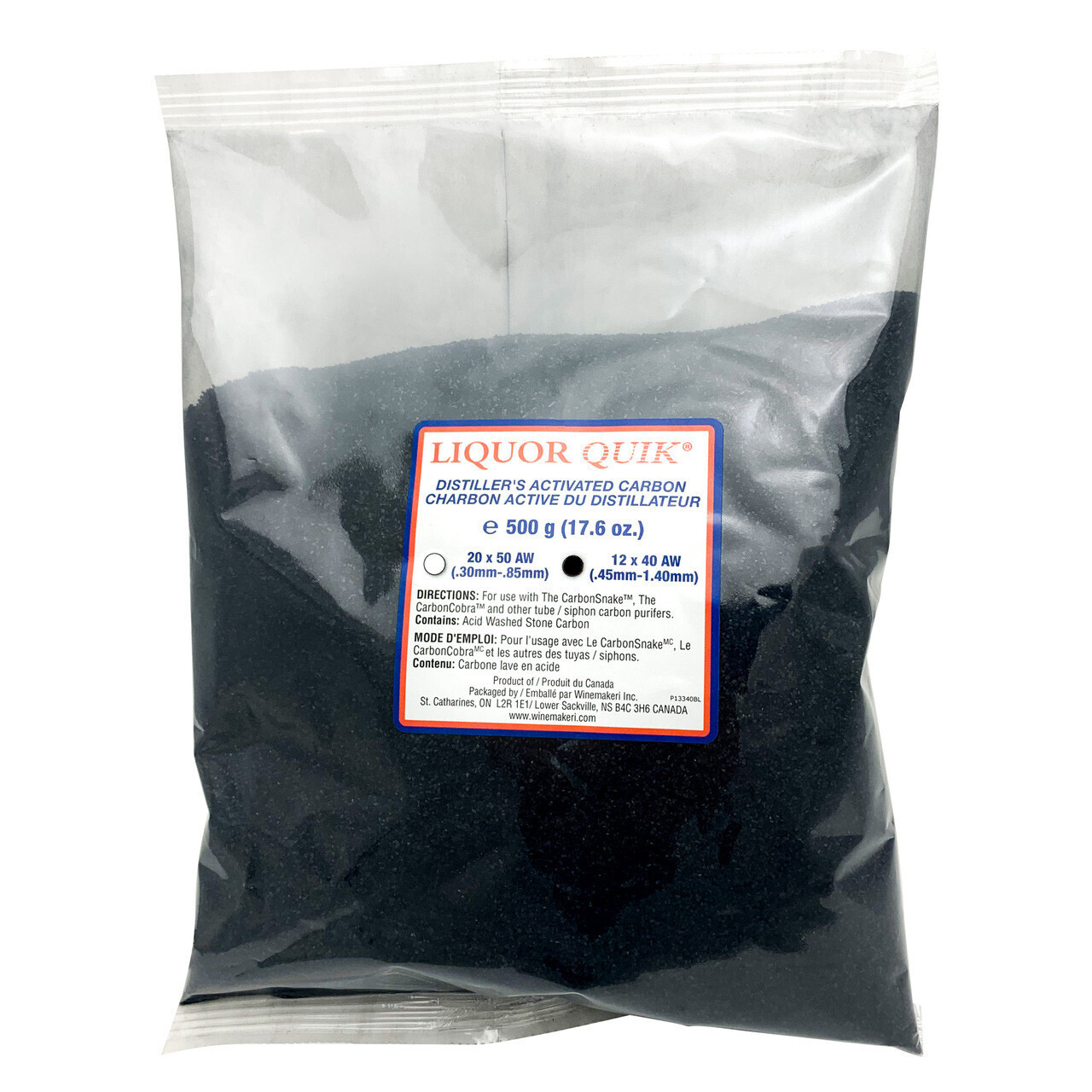 LiquorQuik Granular Activated Carbon (GAC), 20x40, 500g