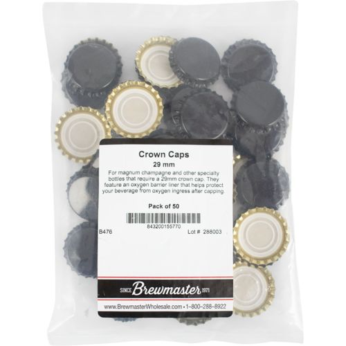 Crown Caps Black, 29mm - 50 Count
