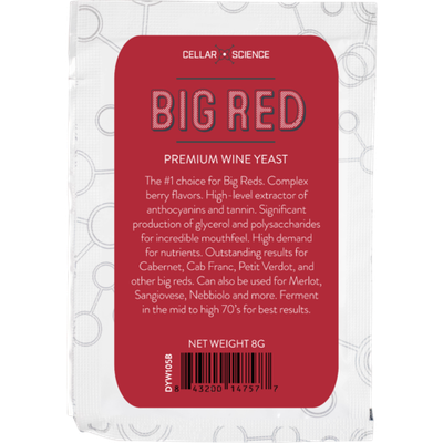 CellarScience BIG RED Dry Wine Yeast, 8g
