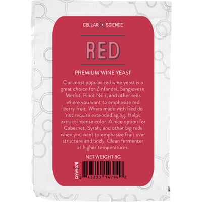 CellarScience RED Dry Wine Yeast, 8g