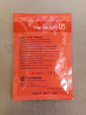 SafAle US-05 American Ale Dry Yeast, 11.5g SafAle US-05 American Ale Dry Yeast, 11.5g