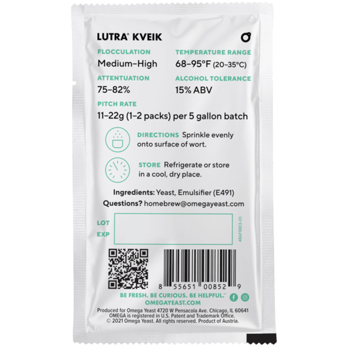 OYL071GF Dried Lutra Kveik Gluten-Free, 11g [BEST BEFORE 2026.05]