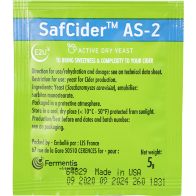 SafCider AS-2 Dry Yeast, 5g