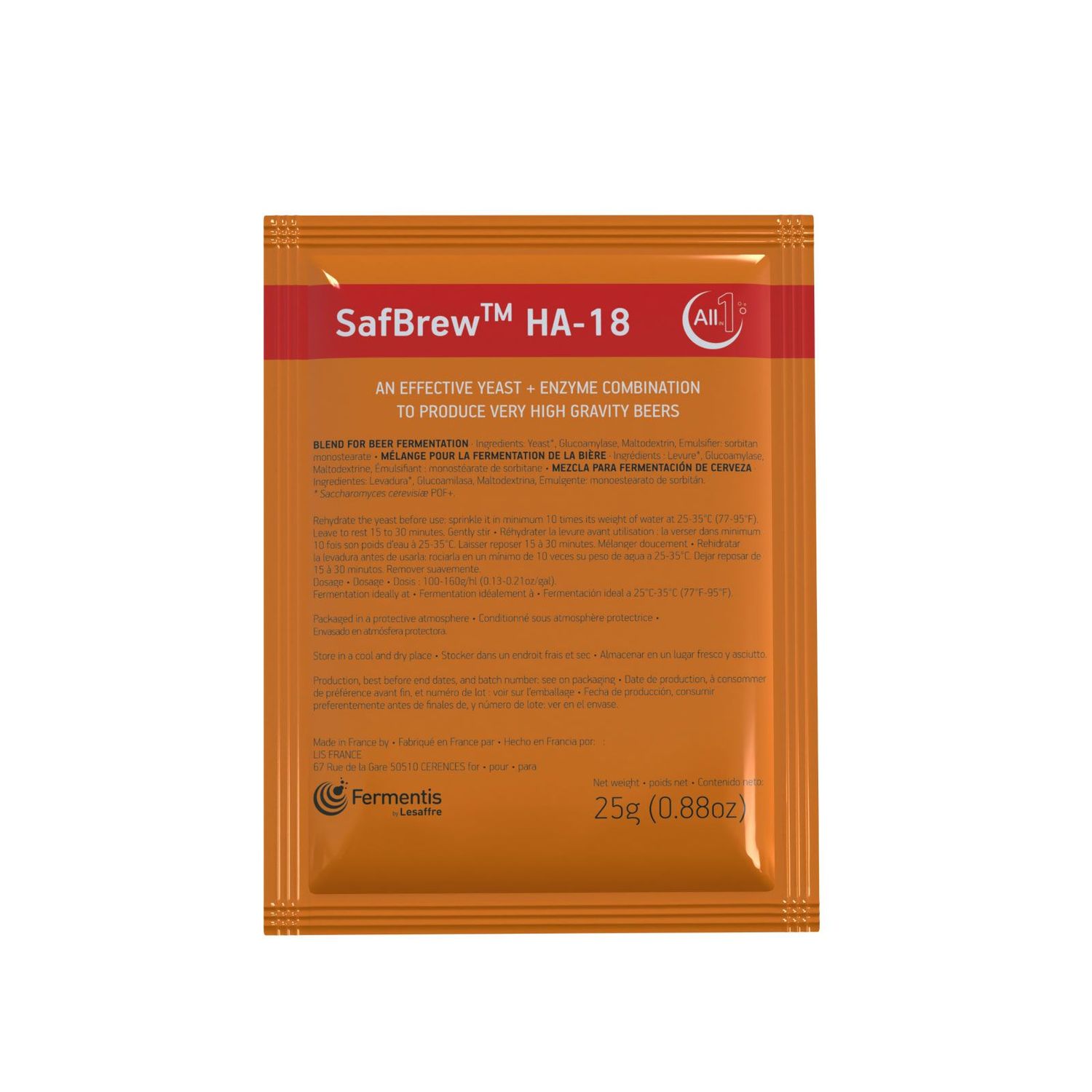 SafBrew HA-18 All-In-1 Yeast and Enzyme, 25g SafBrew HA-18 All-In-1 Yeast and Enzyme, 25g