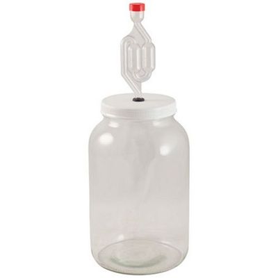 Glass Jar Fermentor Kit | 1 Gallon | Plastic Lid | Airlock
