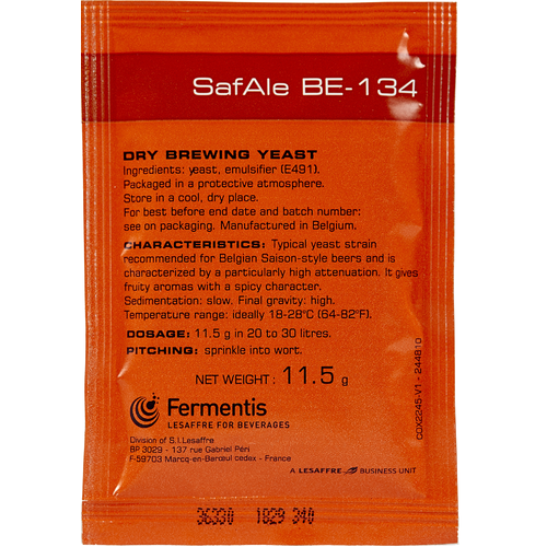 SafAle BE-134 Belgian Ale Dry Yeast, 11.5g [BEST BEFORE 2025.01]