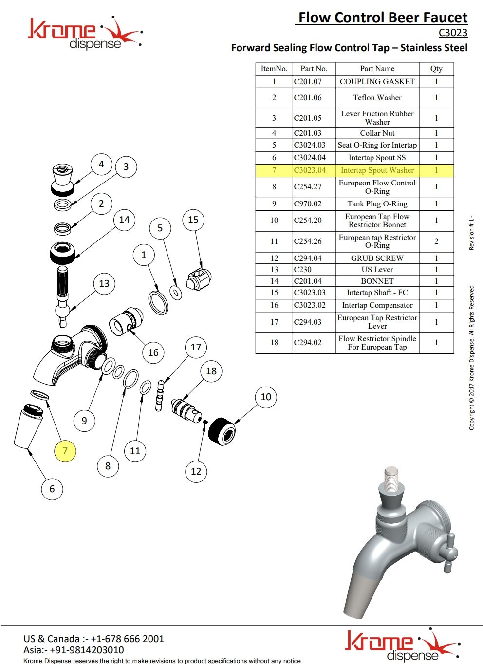 Forward-Sealing Tap Spout Washer