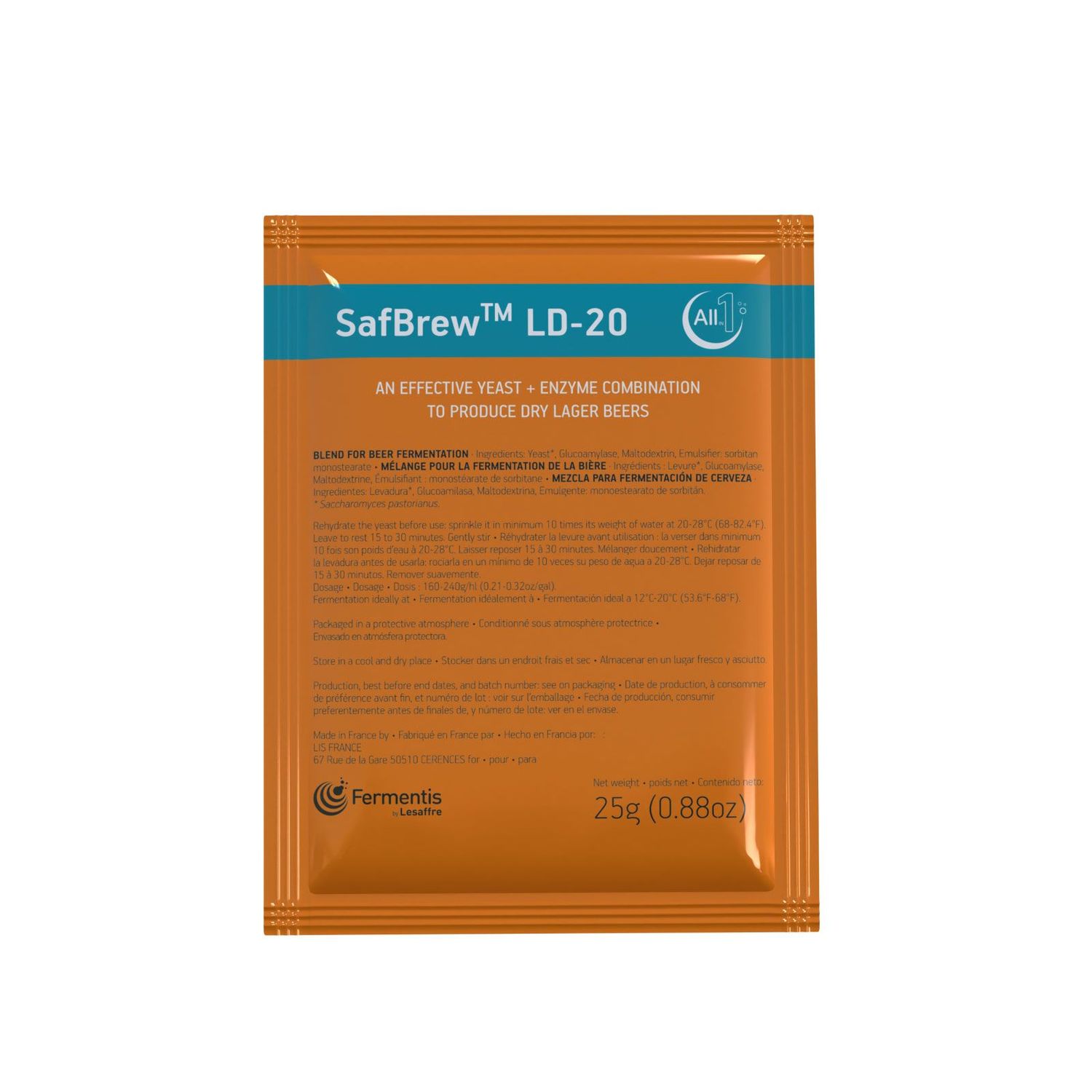 SafBrew LD-20 All-In-1 Yeast and Enzyme, 25g [BEST BEFORE 2026.05]