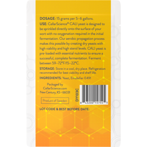 CellarScience CALI Dry Yeast | American Ale | Premium Beer Yeast, 15g