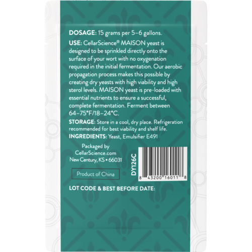 CellarScience MAISON Dry Yeast | Specialty Ale | Premium Beer Yeast, 15g