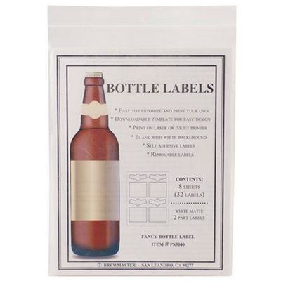 Bottle Labels - Beer - 2-Part - Pack of 32 Labels (8 sheets) Bottle Labels - Beer - 2-Part - Pack of 32 Labels (8 sheets)