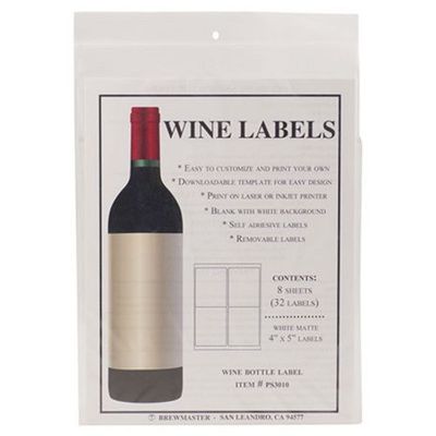 Bottle Labels - Wine - Pack of 32 Labels (8 sheets) Bottle Labels - Wine - Pack of 32 Labels (8 sheets)