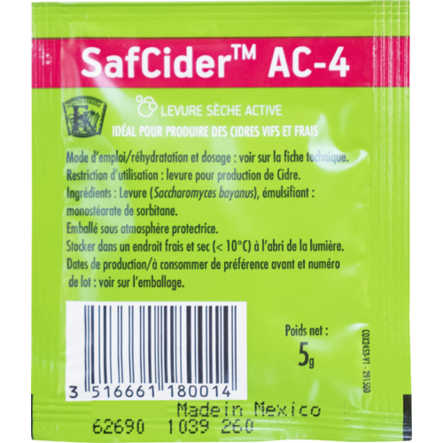 SafCider AC-4 Dry Yeast, 5g [BEST BEFORE 2026.07]