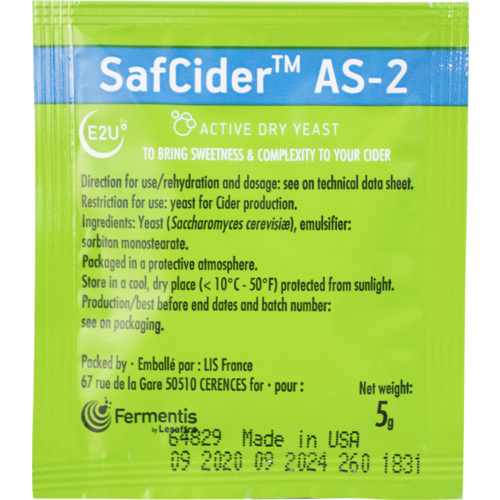 SafCider AS-2 Dry Yeast, 5g [BEST BEFORE 2026.06]