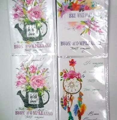 Biglietti Augurali Compleanno FIORI COLORATI 12Unt
