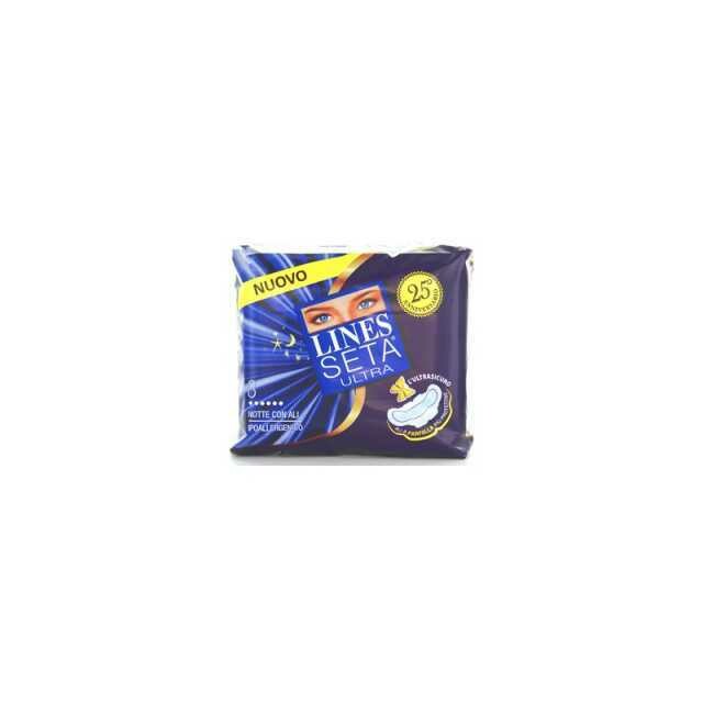 LINES SETA ULTRA Assorbenti Notte con Ali 8pz