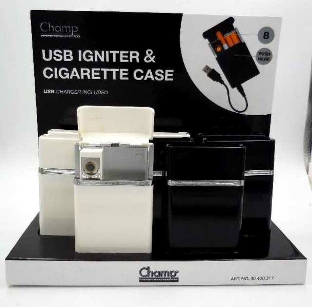 CHAMP Portasigarette con Accendino USB Rigido scx8pz