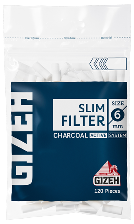 GIZEH Filtri Slim 6mm CHARCOAL in Busta 120ff scx20pz