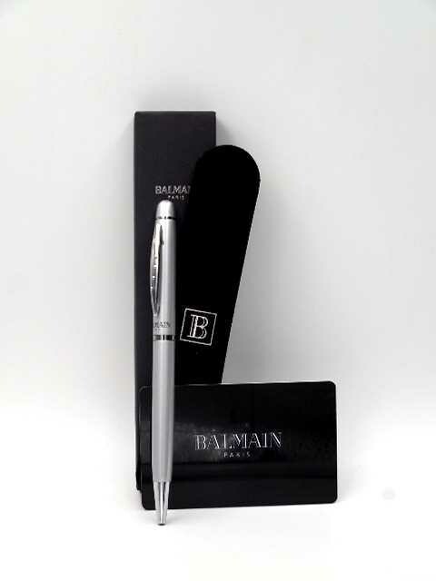 BALMAIN Penna Sfera Click con Custodia in Velluto Nero x1pz