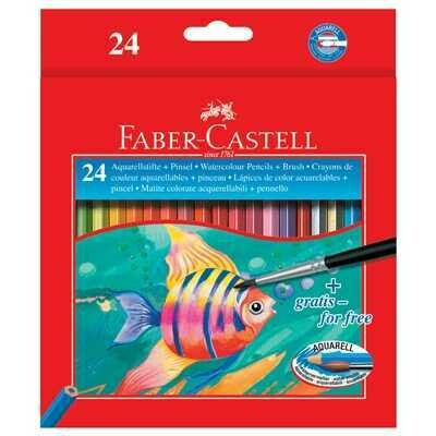 FABER CASTELL Matite Colorate Acquarellabili + Pennello 24pz