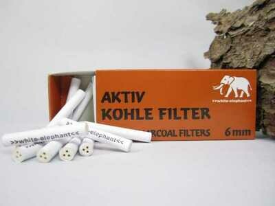 AKTIV KOHLE FILTER Filtri per Pipa 6mm Elefantino Carboni Attivi 45ff x1pz